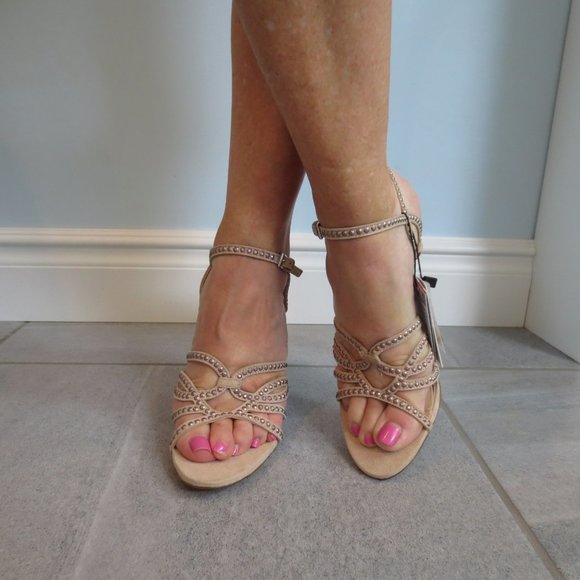 LAST CHANCE NWT ZARA WOMAN Studded Nude Leather High Heel Sandals - Picture 6 of 10